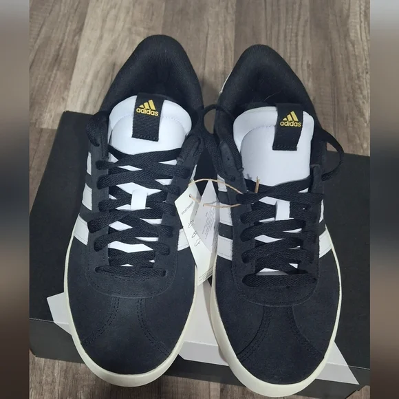 adidas Men's Black and White Striped Sneakers - Picture 2 of 6